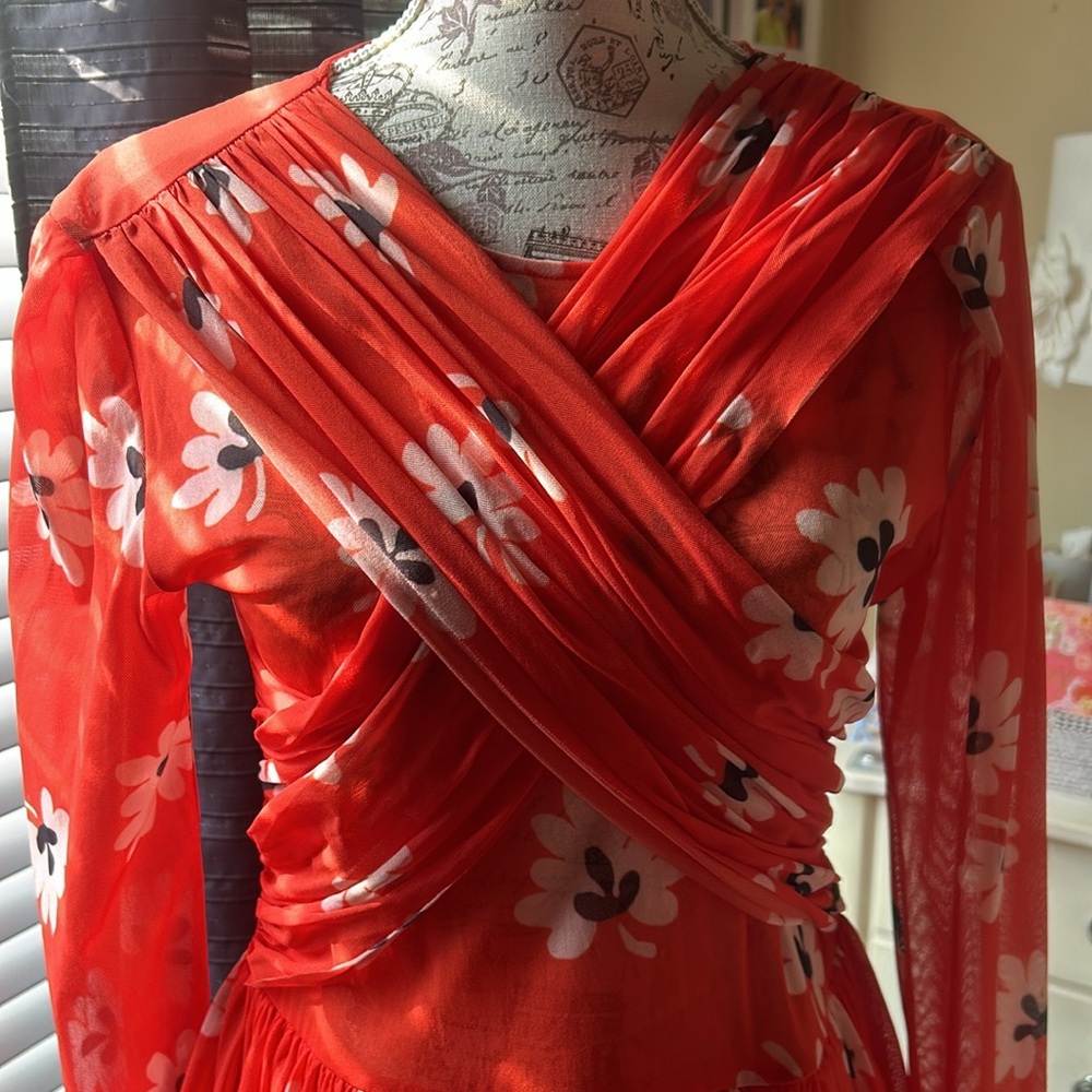 Ganni Red Floral Dress